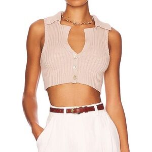 Beige Ribbed Knit Crop Top